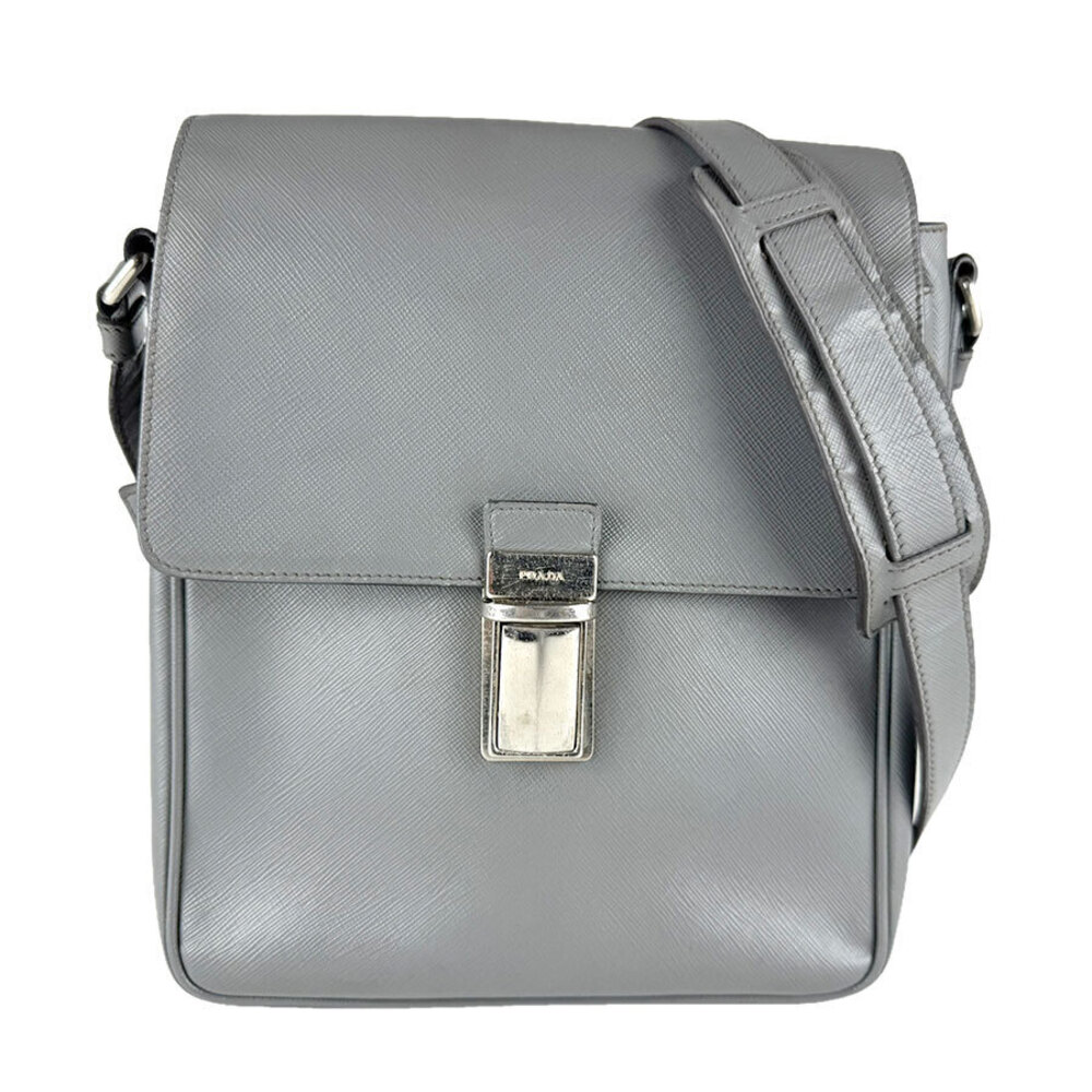 Prada Crossbody Bag Saffiano Leather Gray